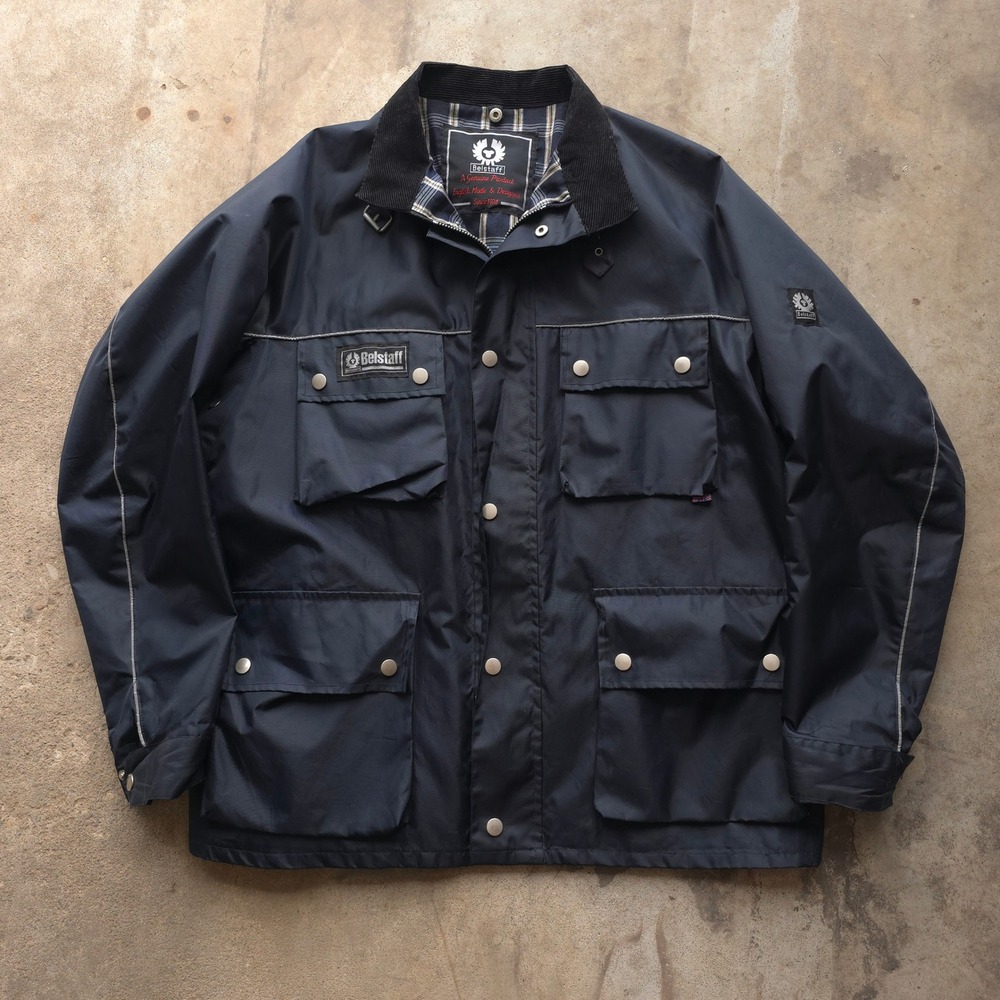 Vintage 90s Belstaff Navy Blue Field Jacket XL Utility Waxed Style